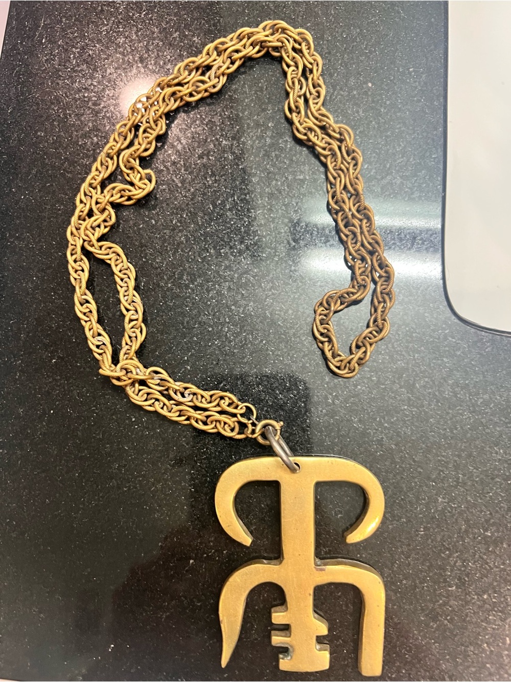 Vintage Brass Statement Pendant Necklace